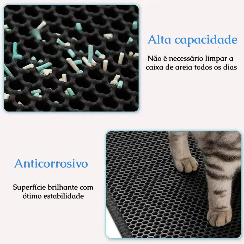 Tapete de Areia dupla camada para Gatos: antiderrapante e lavável