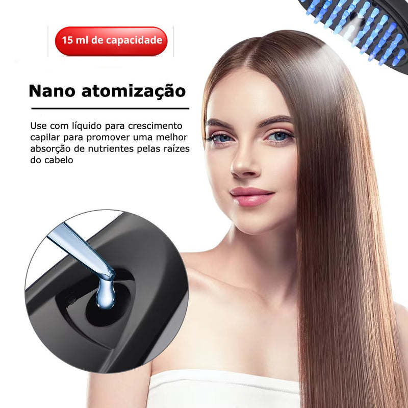 Escova Massageadora 3D Elétrica com Vibração e Luzes Red e Blue - Combate à Queda de Cabelo